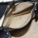 FENDI Celeria Tote Bag Leather Black Silver Auth 200968A-22