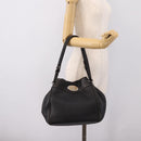 FENDI Celeria Tote Bag Leather Black Silver Auth 200968A-23