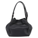 FENDI Celeria Tote Bag Leather Black Silver Auth 200968A-2