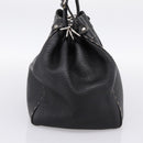 FENDI Celeria Tote Bag Leather Black Silver Auth 200968A-3