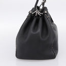 FENDI Celeria Tote Bag Leather Black Silver Auth 200968A-4