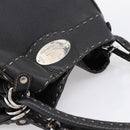 FENDI Celeria Tote Bag Leather Black Silver Auth 200968A-6