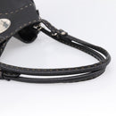 FENDI Celeria Tote Bag Leather Black Silver Auth 200968A-7