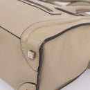 CELINE Luggage Micro Shopper Hand Bag Leather Beige Silver Auth 200973V-9