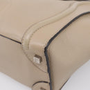 CELINE Luggage Micro Shopper Hand Bag Leather Beige Silver Auth 200973V-15
