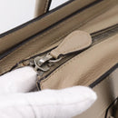 CELINE Luggage Micro Shopper Hand Bag Leather Beige Silver Auth 200973V-10