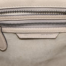 CELINE Luggage Micro Shopper Hand Bag Leather Beige Silver Auth 200973V-17