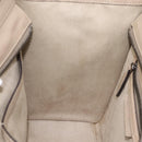 CELINE Luggage Micro Shopper Hand Bag Leather Beige Silver Auth 200973V-19