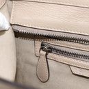 CELINE Luggage Micro Shopper Hand Bag Leather Beige Silver Auth 200973V-20