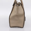 CELINE Luggage Micro Shopper Hand Bag Leather Beige Silver Auth 200973V-3