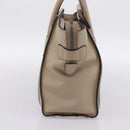 CELINE Luggage Micro Shopper Hand Bag Leather Beige Silver Auth 200973V-4