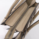 CELINE Luggage Micro Shopper Hand Bag Leather Beige Silver Auth 200973V-6
