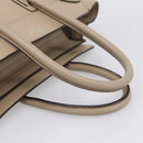 CELINE Luggage Micro Shopper Hand Bag Leather Beige Silver Auth 200973V-7