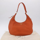 PRADA Shoulder Bag Vittero Dino Leather Orange Gold Auth 200974SAM-12