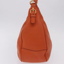 PRADA Shoulder Bag Vittero Dino Leather Orange Gold Auth 200974SAM-3
