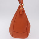 PRADA Shoulder Bag Vittero Dino Leather Orange Gold Auth 200974SAM-4