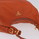 PRADA Shoulder Bag Vittero Dino Leather Orange Gold Auth 200974SAM-6