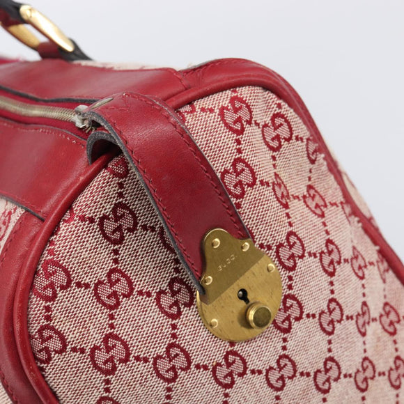 GUCCI GG Canvas Sherry Line Boston Bag Red Gold Auth 200975