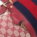 GUCCI GG Canvas Sherry Line Boston Bag Red Gold Auth 200975-15