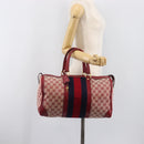GUCCI GG Canvas Sherry Line Boston Bag Red Gold Auth 200975-20