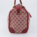 GUCCI GG Canvas Sherry Line Boston Bag Red Gold Auth 200975-4