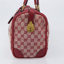 GUCCI GG Canvas Sherry Line Boston Bag Red Gold Auth 200975-5