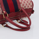 GUCCI GG Canvas Sherry Line Boston Bag Red Gold Auth 200975-7