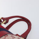 GUCCI GG Canvas Sherry Line Boston Bag Red Gold Auth 200975-8