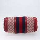 GUCCI GG Canvas Sherry Line Boston Bag Red Gold Auth 200975-9