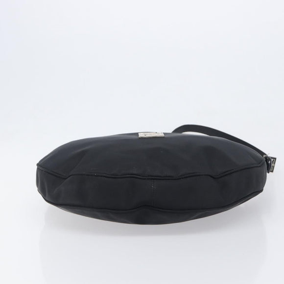 FENDI Shoulder Bag Nylon Black Silver Auth 200978