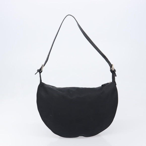 FENDI Shoulder Bag Nylon Black Silver Auth 200978