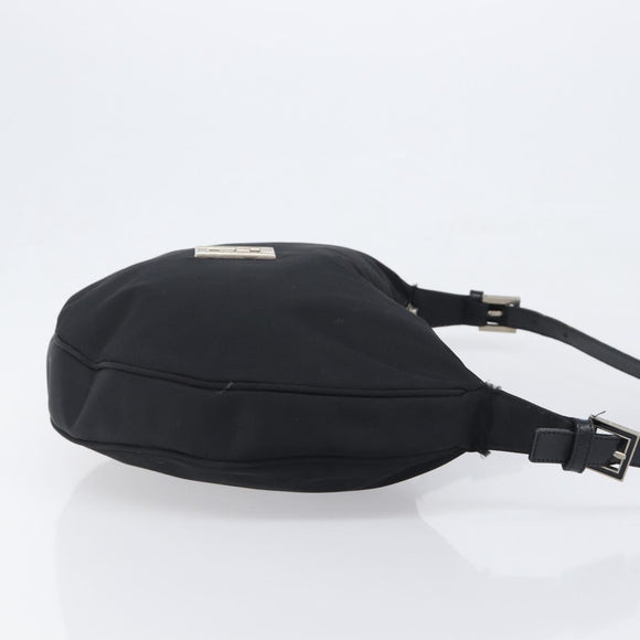 FENDI Shoulder Bag Nylon Black Silver Auth 200978
