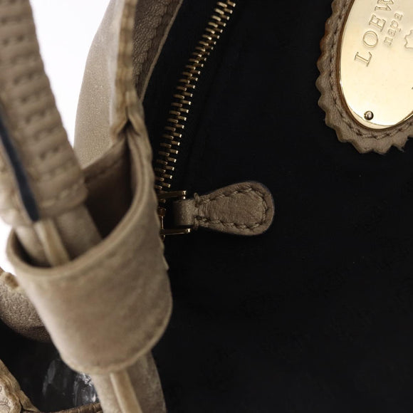 LOEWE Hand Bag Leather Gold Auth 200979