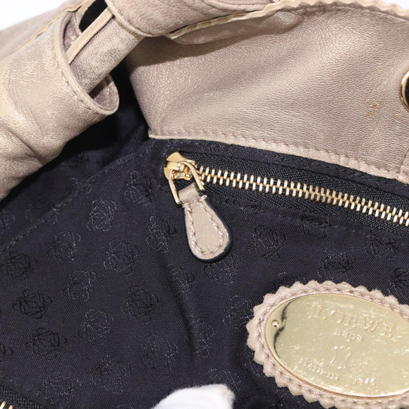 LOEWE Hand Bag Leather Gold Auth 200979