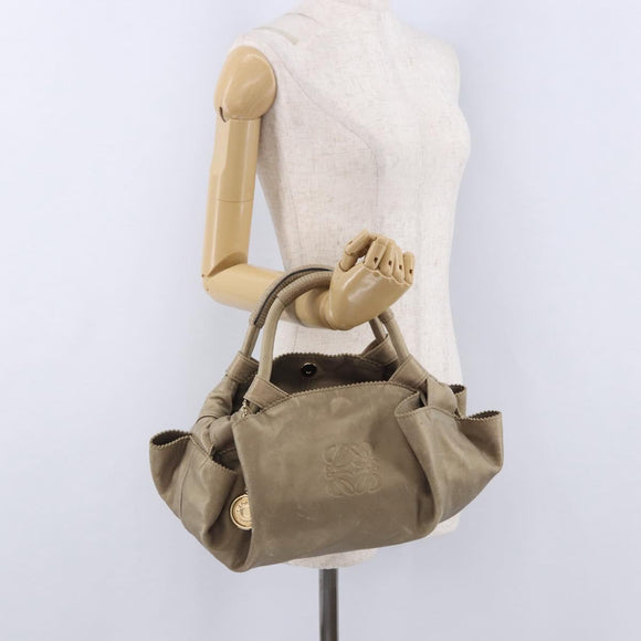 LOEWE Hand Bag Leather Gold Auth 200979