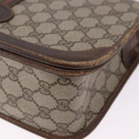 GUCCI GG Supreme Web Sherry Line Bag PVC Beige Gold 001 104 0551 Auth 200981