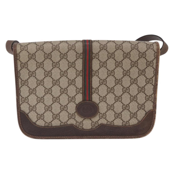 GUCCI GG Supreme Web Sherry Line Bag PVC Beige Gold 001 104 0551 Auth 200981