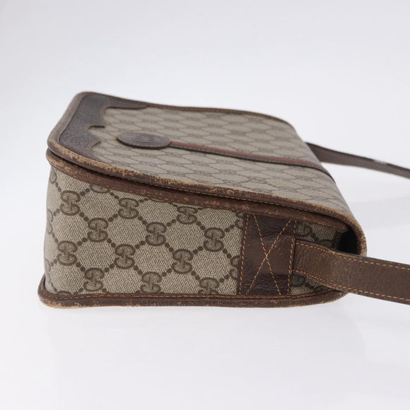 GUCCI GG Supreme Web Sherry Line Bag PVC Beige Gold 001 104 0551 Auth 200981