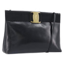 Salvatore Ferragamo Vala Shoulder Bag Leather Black Gold Auth 200983-1