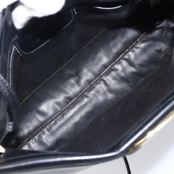 Salvatore Ferragamo Vala Shoulder Bag Leather Black Gold Auth 200983