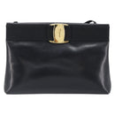 Salvatore Ferragamo Vala Shoulder Bag Leather Black Gold Auth 200983-13