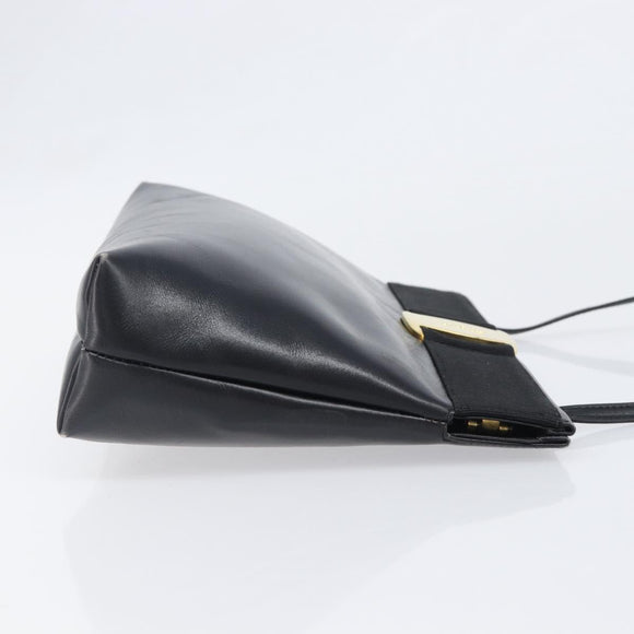Salvatore Ferragamo Vala Shoulder Bag Leather Black Gold Auth 200983