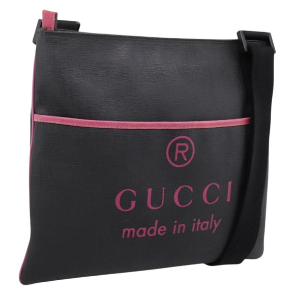 GUCCI Shoulder Bag PVC Black Silver 162904 Auth 200985V