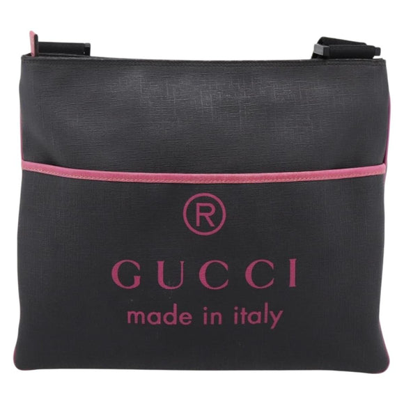 GUCCI Shoulder Bag PVC Black Silver 162904 Auth 200985V