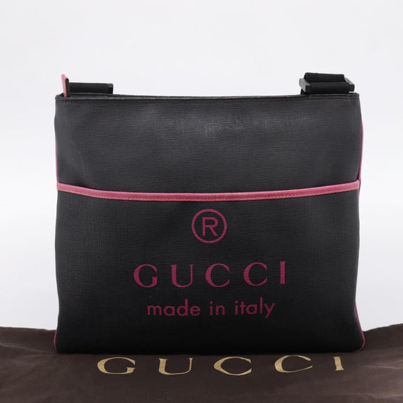 GUCCI Shoulder Bag PVC Black Silver 162904 Auth 200985V