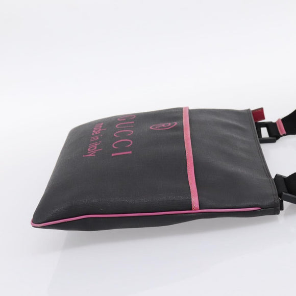 GUCCI Shoulder Bag PVC Black Silver 162904 Auth 200985V