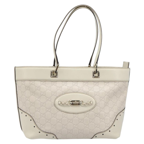 GUCCI GG Canvas Guccissima Tote Bag Leather Ivory Gold 145993 Auth 200986V