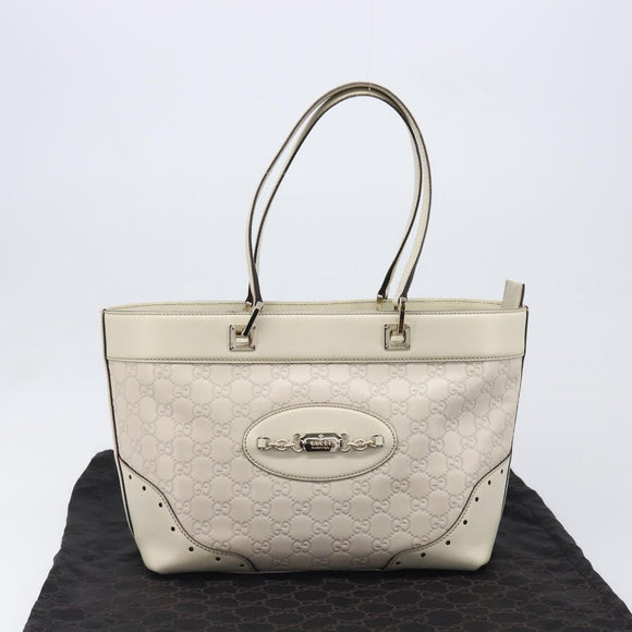 GUCCI GG Canvas Guccissima Tote Bag Leather Ivory Gold 145993 Auth 200986V