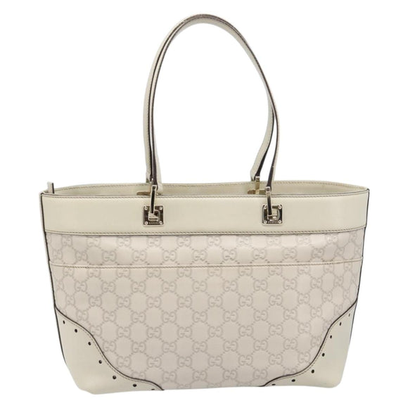 GUCCI GG Canvas Guccissima Tote Bag Leather Ivory Gold 145993 Auth 200986V