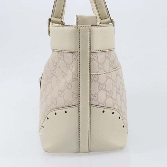 GUCCI GG Canvas Guccissima Tote Bag Leather Ivory Gold 145993 Auth 200986V